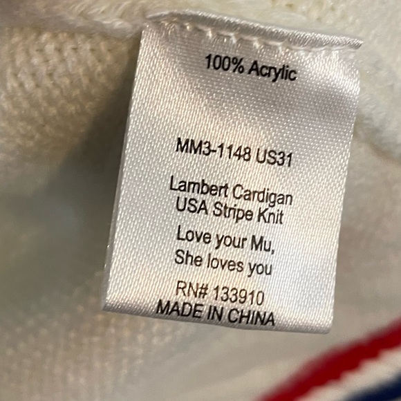 SHOW ME YOUR MUMU Lambert Cardigan womens 2XL Varsity USA Stripe Red White Blue - Picture 7 of 11